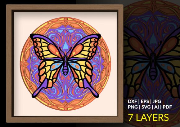 Art Nouveau Butterfly Mandala Shadow Box: A 3D SVG for Elegant Editorial Design