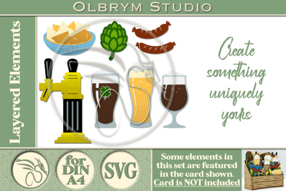 Beer and Snacks Layered SVG Elements Set: 3D SVG Design for Father’s Day Projects