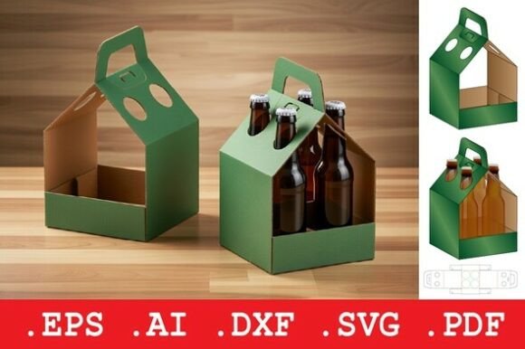 Beer Four Bottle Carrier Box: A 3D SVG Object with Real Design Potential