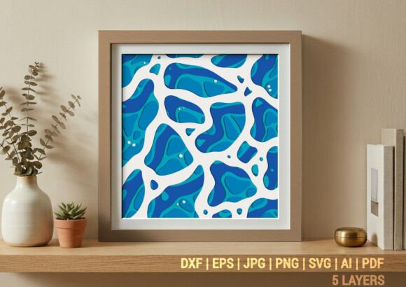 Blue Liquid Abstract 3D Shadow Box: A Modern Design Asset for Visual Storytelling