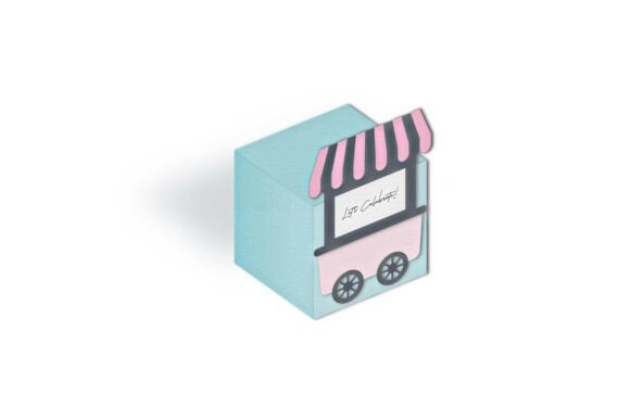 Cart Lemonade Stand Cube Gift Box: A 3D SVG for Birthday Branding That Stands Out