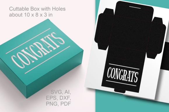 Congrats Text Cutout 2 Rectangular Box – 3D SVG for Life Events And Celebrations