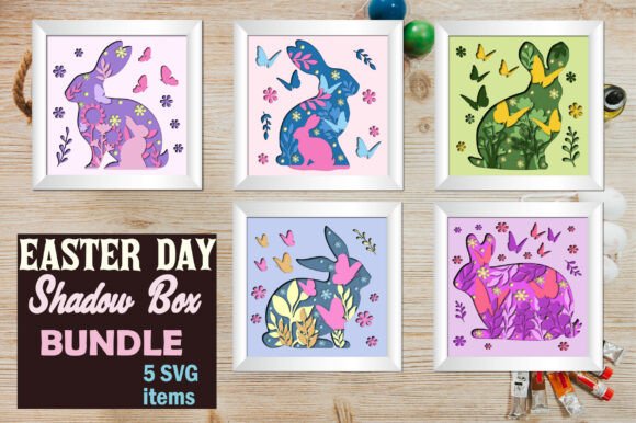 Easter Day Shadow Box SVG Bundle -1: 3D SVG Design for Spring-Themed Editorial Visuals