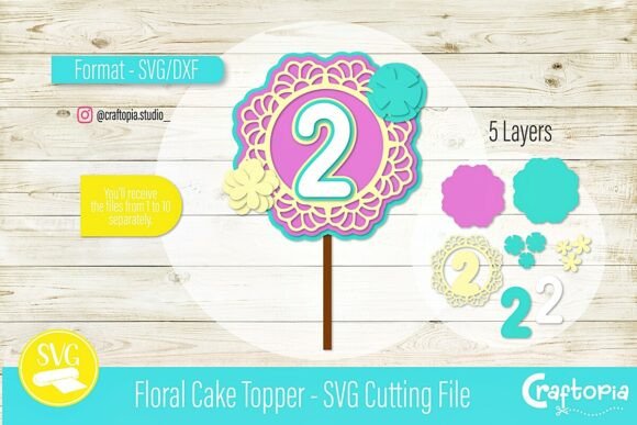 Floral Cake Topper – 3D SVG Design for Birthday Collections