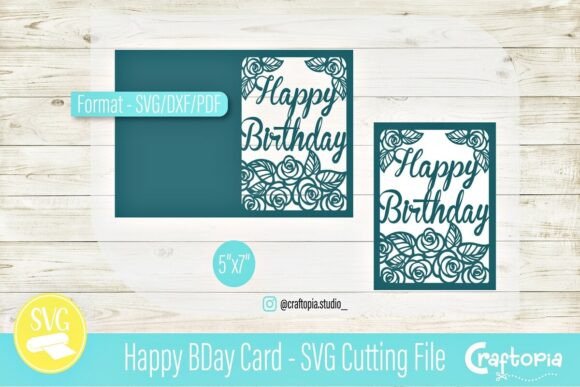 Happy Floral BDay Card – 3D SVG Greeting Design for Elegant Branding