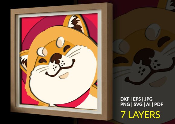 Happy Smiling Shiba Inu Dog 3D Shadow Box – A Playful, Versatile SVG for Etsy & Digital Sellers