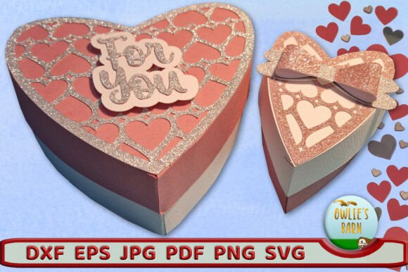 Heart-Shaped Box Set: A Versatile 3D SVG for Valentine’s Day Crafting