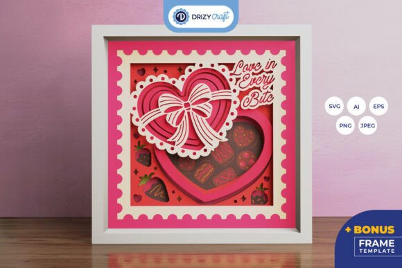 Love in Every Bite Shadow Box: A 3D SVG Valentine’s Design for Sweet Branding
