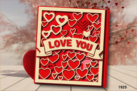 Love You Pattern Valentine Card SVG 1925: A 3D SVG for Heartfelt Valentine’s Day Branding