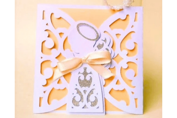 Luxurious 3D SVG for Baptism & Boutique Branding – ANGEL CARD. SVG Templates.