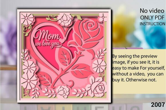 Mom We Love You Heart Rose 3D SVG for Mother's Day