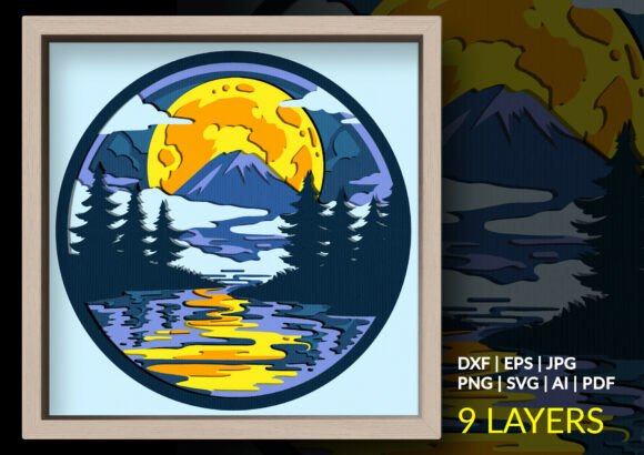 Moonlight Mountain Lake 3D SVG Shadow Box: A Designer’s Review for Local Branding