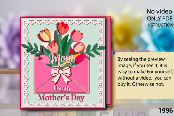 Mother’s Day 3D SVG Envelope Flower Card Design