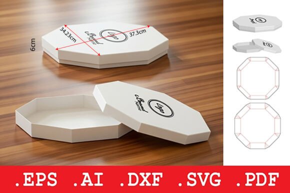 Octagonal Folding Paper Gift Box: A 3D SVG Object for Polished Editorial Design