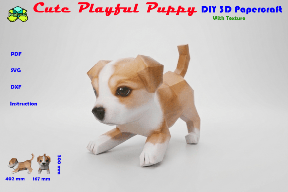 Playful Puppy Papercraft: A 3D SVG Animal Design for Handmade Branding