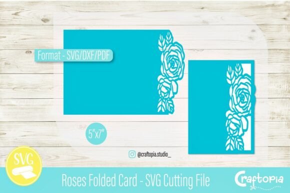 Roses Folded Card – 3D SVG for Elegant Greeting Cards