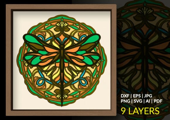 Stained Glass Dragonfly Shadow Box: A 3D SVG Design for Elegant Web & Editorial Visuals