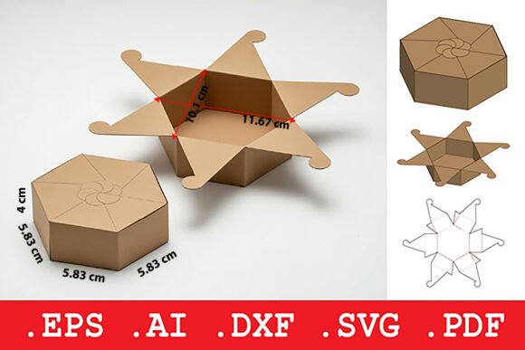 Star-Pattern Hexagonal Gift Box: A 3D SVG for Gift Boxes That Works for Etsy, Canva & Cricut Sellers