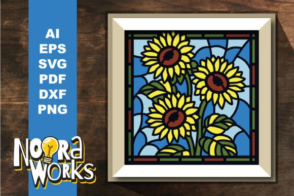 Sunflower Stained Glass Shadowbox 3D SVG for Floral Crafting Projects